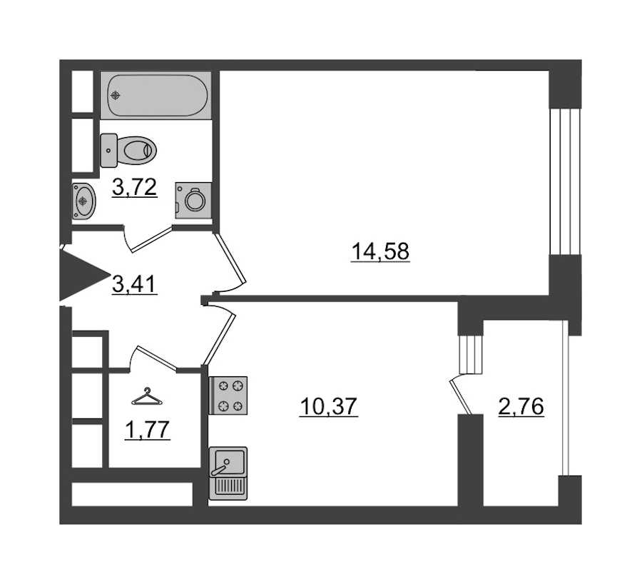 Однокомнатная квартира в : площадь 35.23 м2 , этаж: 12 – купить в Санкт-Петербурге